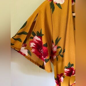 Floral Wrap Dress in Yellow and Red